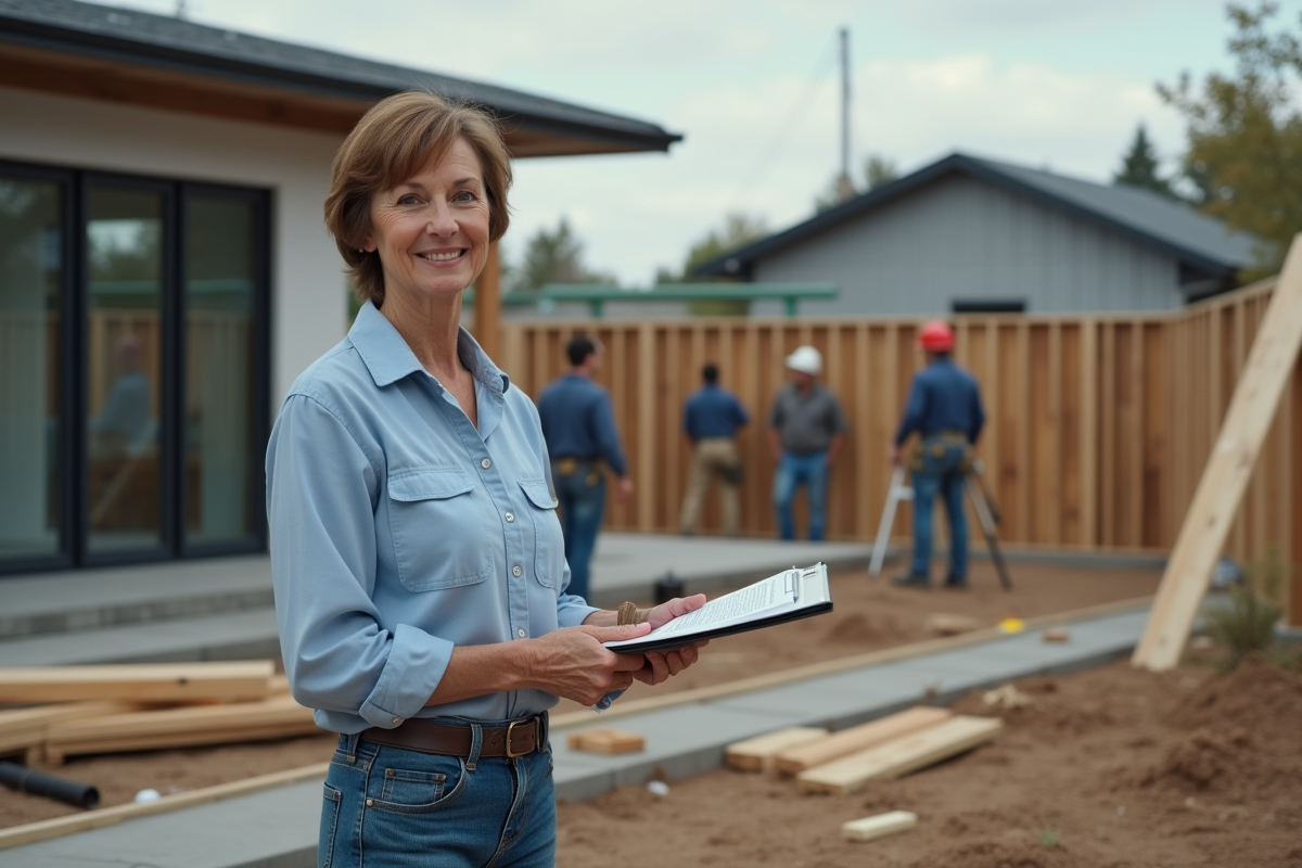 Superviseur de chantier contrôlant des travaux extérieurs