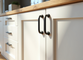 Rénover cuisine : Astuces pour relooker armoires à moindre coût Cuisine moderne avec portes de placard blanches et contraste avant apres