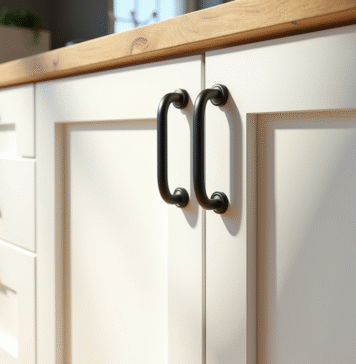 Cuisine moderne avec portes de placard blanches et contraste avant apres