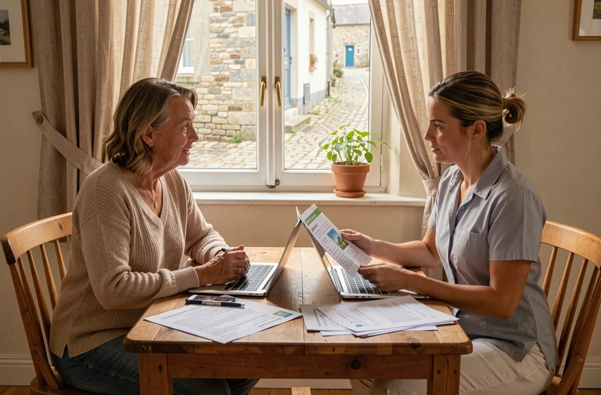 Entretien entre une employée de maison et une particulière pour établir un devis à Saint-Malo