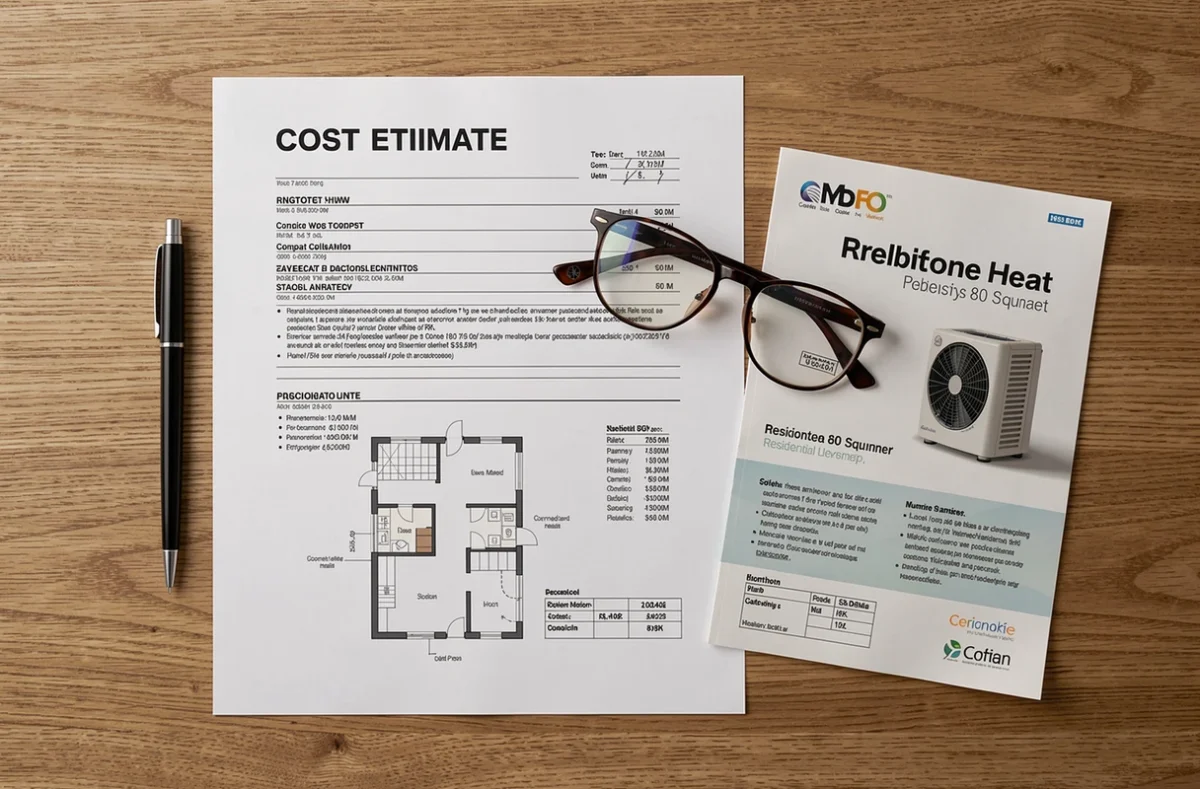 Devis et documents pour l'installation d'une pompe à chaleur dans une maison de 80 m²