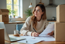 Femme organisée remplissant des papiers administratifs à la maison