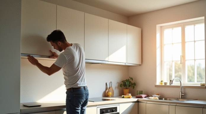 Installation de cuisine moderne dans une maison lumineuse