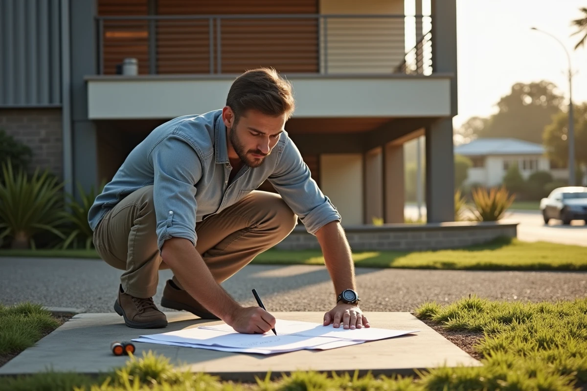 Architecte jeune analysant la structure d